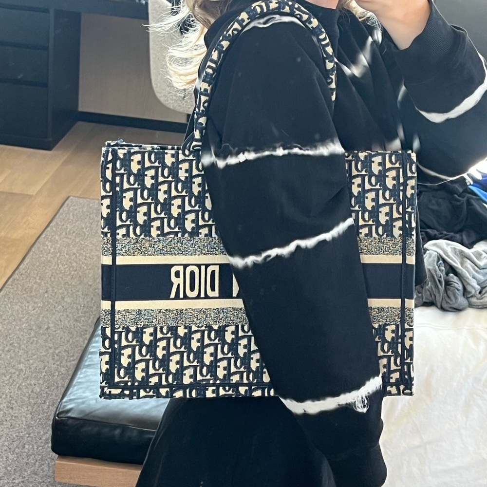 Blue and White Tote Bag